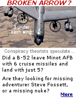 Some conspiracy theorists are suspect of the intense hunt for aviator Steve Fossett, and think it may be a ''cover story'' to hide the search for a missing nuclear missile.